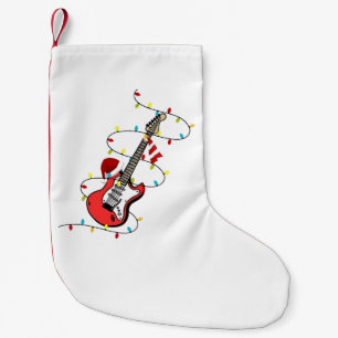 Meia De Natal Pequena Papai Noel de Guitarra Elétrica Música Natal Amant