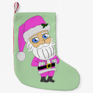 Meia De Natal Pequena Papai Noel de traje rosa Chibi