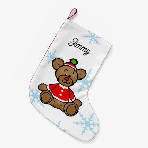 Meia De Natal Pequena Papai Noel Fofo Urso Teddy Nome Personalizado Fest