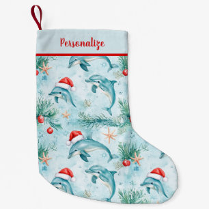 Meia De Natal Pequena Papai Noel Golfimho Natalino Personalizado