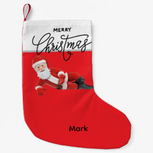 Meia De Natal Pequena Papai Noel Golfista com Feliz Natal