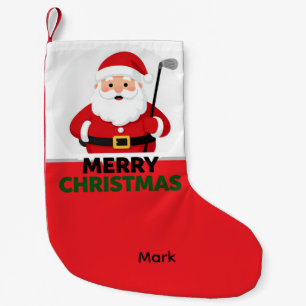 Meia De Natal Pequena Papai Noel Golfista com Feliz Natal