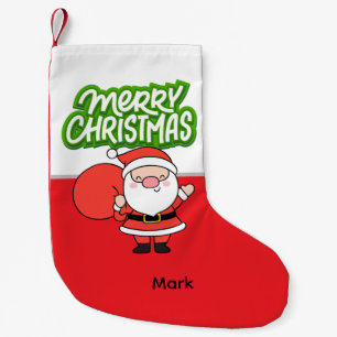 Meia De Natal Pequena Papai Noel Golfista com Feliz Natal