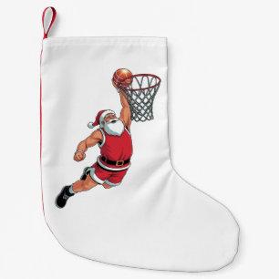 Meia De Natal Pequena Papai Noel Jogando Basquete Amantes do Esporte de