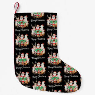 Meia De Natal Pequena Papai Noel Jogando Pôquer Urso Polar Pinguim Rena