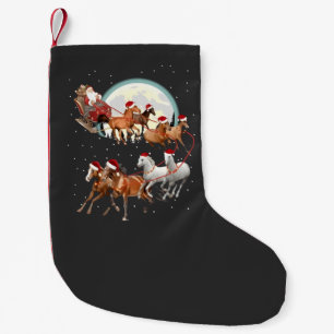 Meia De Natal Pequena Papai Noel montando cavalos, trenó equestre