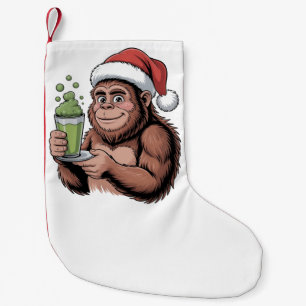 Meia De Natal Pequena Papai Noel Pé Grande Engraçado Sasquatch Segurando