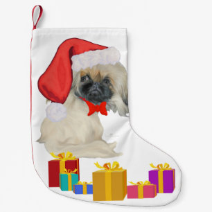 Meia De Natal Pequena Papai noel pequeno Pekingese