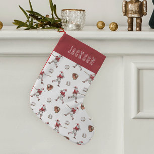 Meia De Natal Pequena Papai Noel Personalizado de Beisebol