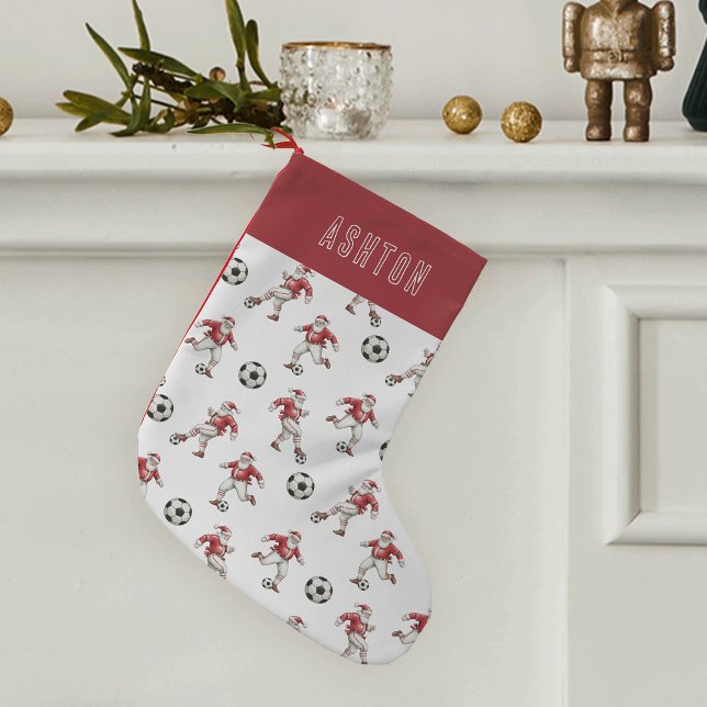 Meia De Natal Pequena Papai Noel Personalizado de Futebol (Criador carregado)