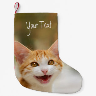 Meia De Natal Pequena Papai noel personalizado de sorriso do gato do