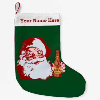 Meia De Natal Pequena Papai Noel retro com nome engraçado do Natal da