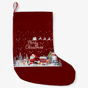 Meia De Natal Pequena Papai Noel, Snowman Feliz Feriado de Natal
