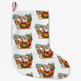 Meia De Natal Pequena Papai Noel Vintage Rena Crhistmas Xmas Retro