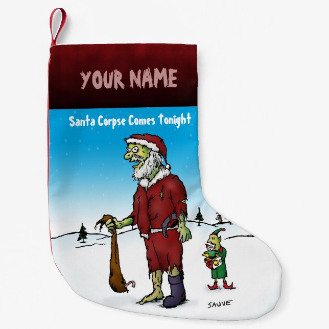 Meia De Natal Pequena Papais noeis Corpse Cartografia Zombie Personaliza (Frente)