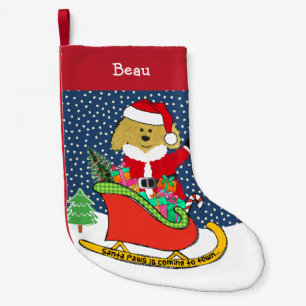 Meia De Natal Pequena Papais noeis de GoldenDoodle Personalizados