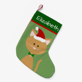 Meia De Natal Pequena Papais noeis de Jingle Bell Gatinho Laranja