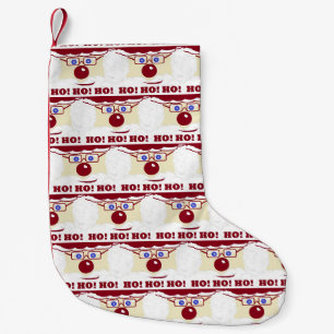Meia De Natal Pequena Papais noeis de Natal. Hei! Hei! Ele está te vigi