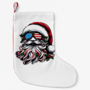 Meia De Natal Pequena Papais noeis de Natal patrióticos/americanos