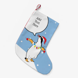 Meia De Natal Pequena Papais noeis de Natal Pinguim diz