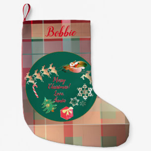 Meia De Natal Pequena Papais noeis de Natal Reindeer Xadrez de Natal Peq