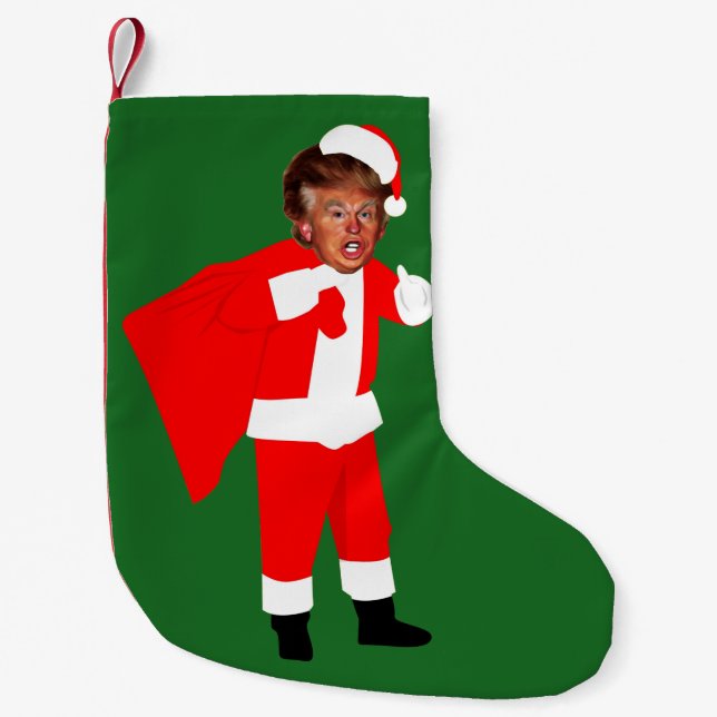 Meia De Natal Pequena papais noeis do xmas donald trump (Frente)