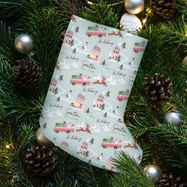 Meia De Natal Pequena Papais noeis Festivos Compostas A Pink Van