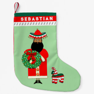 Meia De Natal Pequena Papais noeis mexicanos