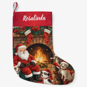 Meia De Natal Pequena Papais noeis Reproduzíveis e Pets de Natal