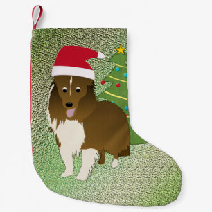 Meia De Natal Pequena Papais noeis Shetland Sheepdog