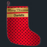 Meia De Natal Pequena Papais noeis Snowman Red Christmas Stocks<br><div class="desc">Estocagem personalizável de natal com CORAÇÕES DE AMOR VERMELHO DOURADA TRIM E TOTALMENTE PERSONALIZÁVEL</div>