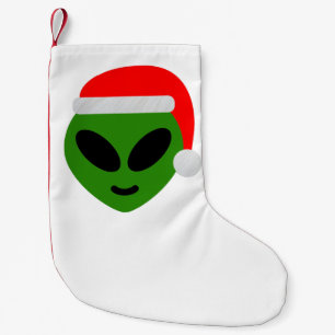 Meia De Natal Pequena papais noeis verdes alienígena emoji