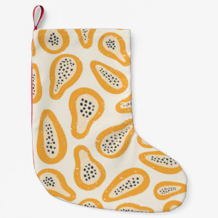 Meia De Natal Pequena Papaya Tropical: Grunge, Desenho Mão.