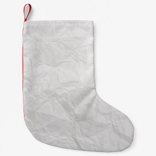 Meia De Natal Pequena Papel de textura branca enrugada