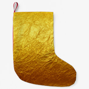 Meia De Natal Pequena PAPEL DOURADO PURO PADRÃO + texto/foto