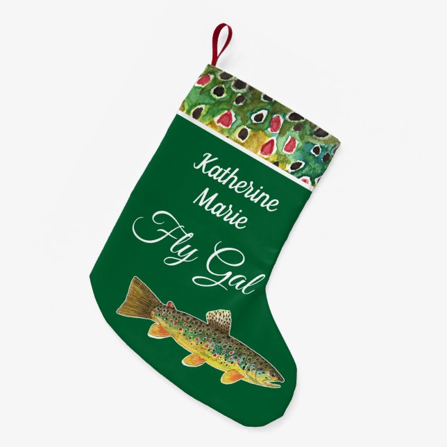 Meia De Natal Pequena Para A Sua Pescaria Marrom (Frente (Pendurada))