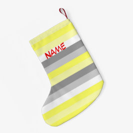 Meia De Natal Pequena Parada de Natal Amarelo, Branco e Cinzas