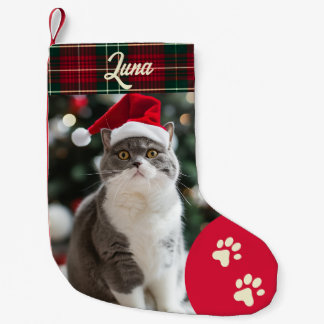 Meia De Natal Pequena Parada de Natal de Foto de Cat Personalizada