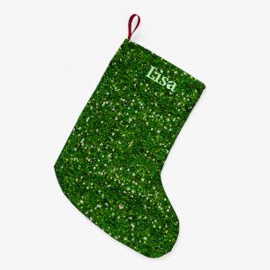Meia De Natal Pequena Parada de Natal de Glitter Verde Personalizado