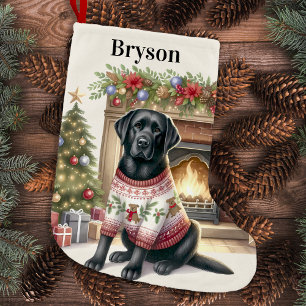 Meia De Natal Pequena Parada de Natal do Puppy Puppy do Black Lab