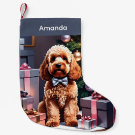 Meia De Natal Pequena Parada de Natal em Cockapoo