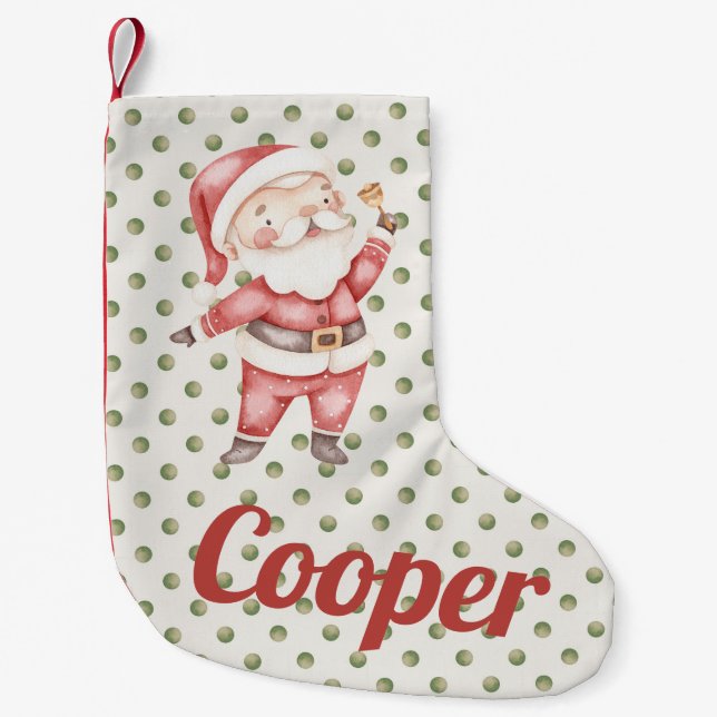 Meia De Natal Pequena Parada de Natal Personalizada com Papais noeis (Frente)