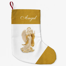 Meia De Natal Pequena Parada de Natal Personalizada do Anjo Dourado e Br