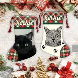 Meia De Natal Pequena Parada de Natal Personalizada para Gato Negro