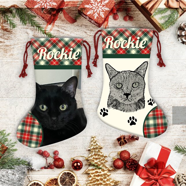 Meia De Natal Pequena Parada de Natal Personalizada para Gato Negro (Criador carregado)