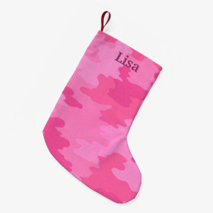 Meia De Natal Pequena Paragem de Natal de Camo Rosa Quente Personalizado