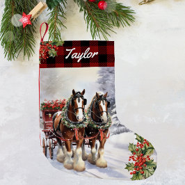 Meia De Natal Pequena Paragem Personalizada de Cavalo de Natal Clydesdal