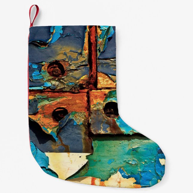 Meia De Natal Pequena Parede concreta com pintura de abstrato (Frente)