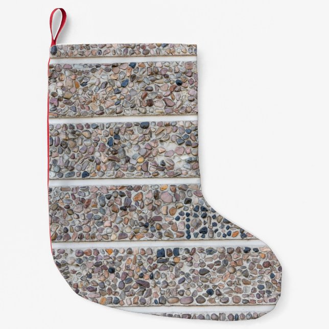 Meia De Natal Pequena Parede de pedras de concreto (Frente)