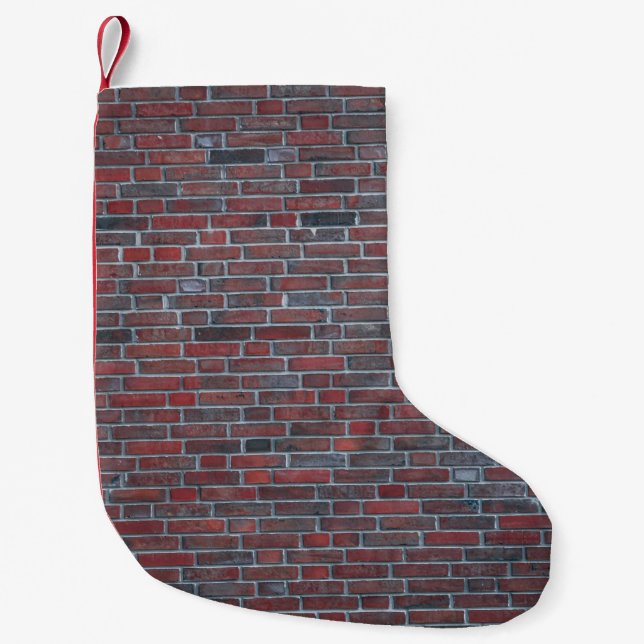 Meia De Natal Pequena Parede de tijolos (Frente)